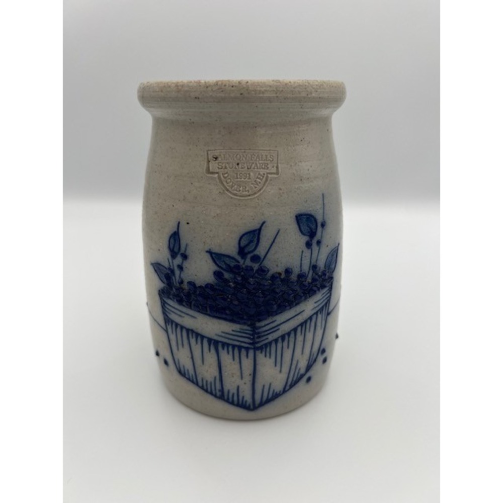 Salmon Falls Stoneware 1991 Blueberry Basket Salt Glazed Pottery Crock Dover NH